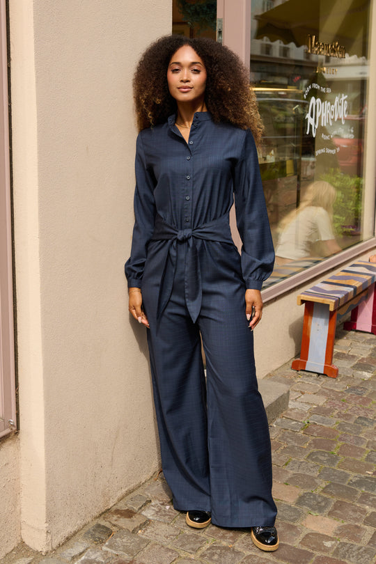 Froks Carla Sleeve Long Body Dragt / Indigo blue & Patterned (wool)