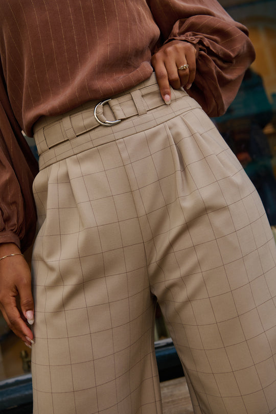 Froks Julie Bukser / Hazelnut & checkered wool