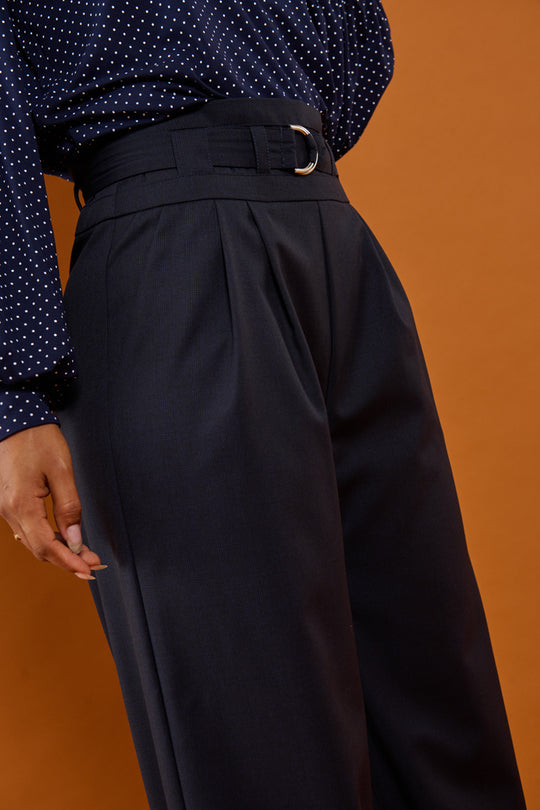 Froks Julie Bukser / Night blue & faded checks wool