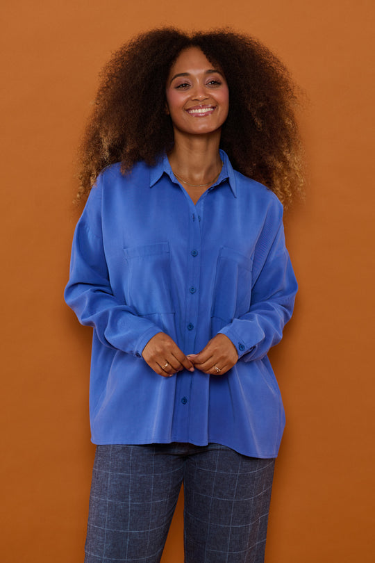 Second Arrival Kaya Long Skjorte / Lapis blue