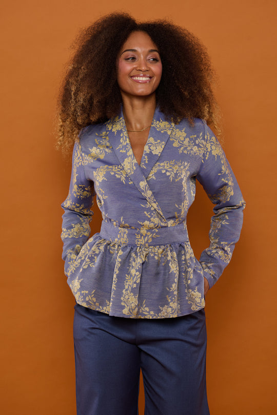 Second Arrival Claire Skjorte / Blue & Golden flora