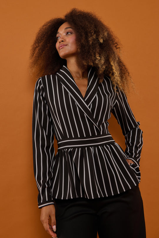 Second Arrival Claire Skjorte / Black & Silver stripes