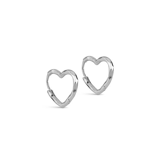 Enamel Organic Heart Small Hoops / Sølv