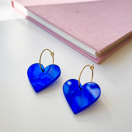 ByFossdal Two Hearts Øreringe / Blue sea