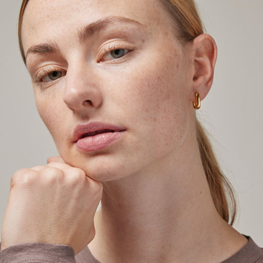 Enamel Square Hoops (15mm) / Forgyldt