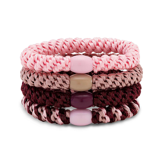 Sui Ava 4-pack Basic Essentials Hårelastikker / Blush