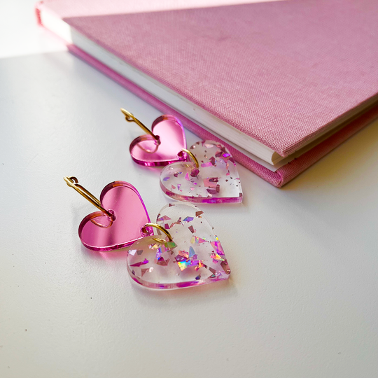 ByFossdal All 4 Love Øreringe / Pink flakes