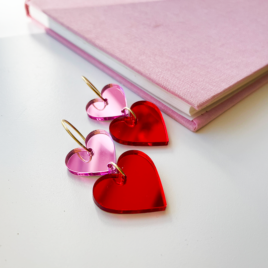 ByFossdal All 4 Love Øreringe / Pink & Red