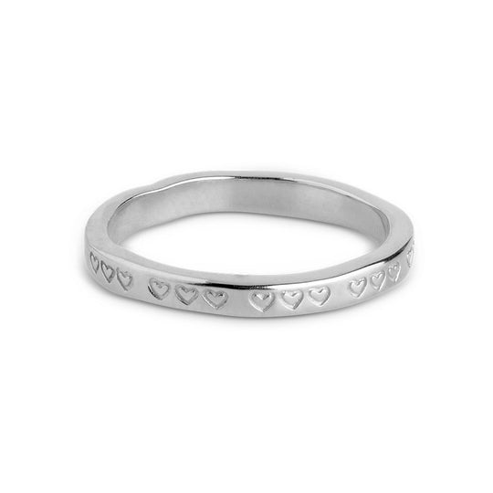 Enamel Heart Ring / Sølv