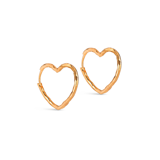 Enamel Organic Heart Medium Hoops / Forgyldt
