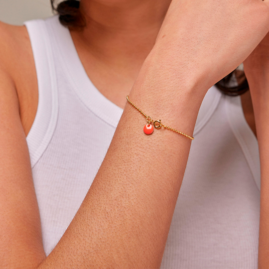 Enamel Ball Chain Armbånd / Coral