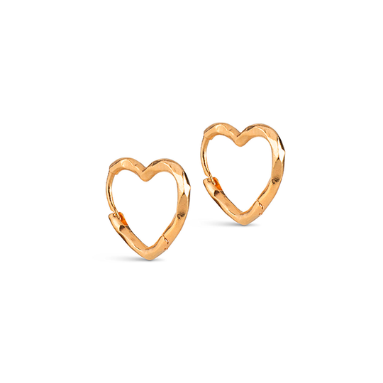 Enamel Organic Heart Small Hoops / Forgyldt