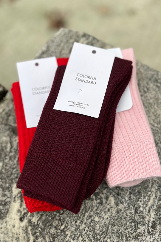 Colorful Standard Merino Wool Blend Strømper / Oxblood Red
